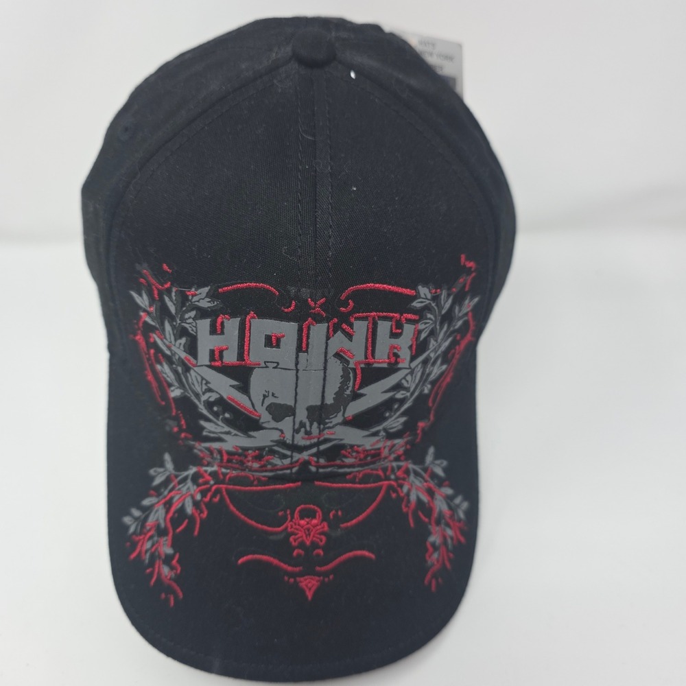 HYP Baseball Cap S/M Skull Lightning Bolt Graphic A-Flex Stretch Black Y2K Hat